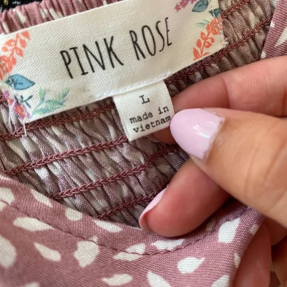 Pink Rose Dotted Midi Dress in Pink and White - Picture 4 of 4